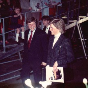 Princess Diana and Peter Brightman at the Charity performance by the Moscow State Circus in London.