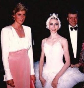 Princess Diana, Nina Semizorova, Prima Ballerina (The Bolshoi Ballet) and Peter Brightman at the Royal Opera House. Covent Garden, London